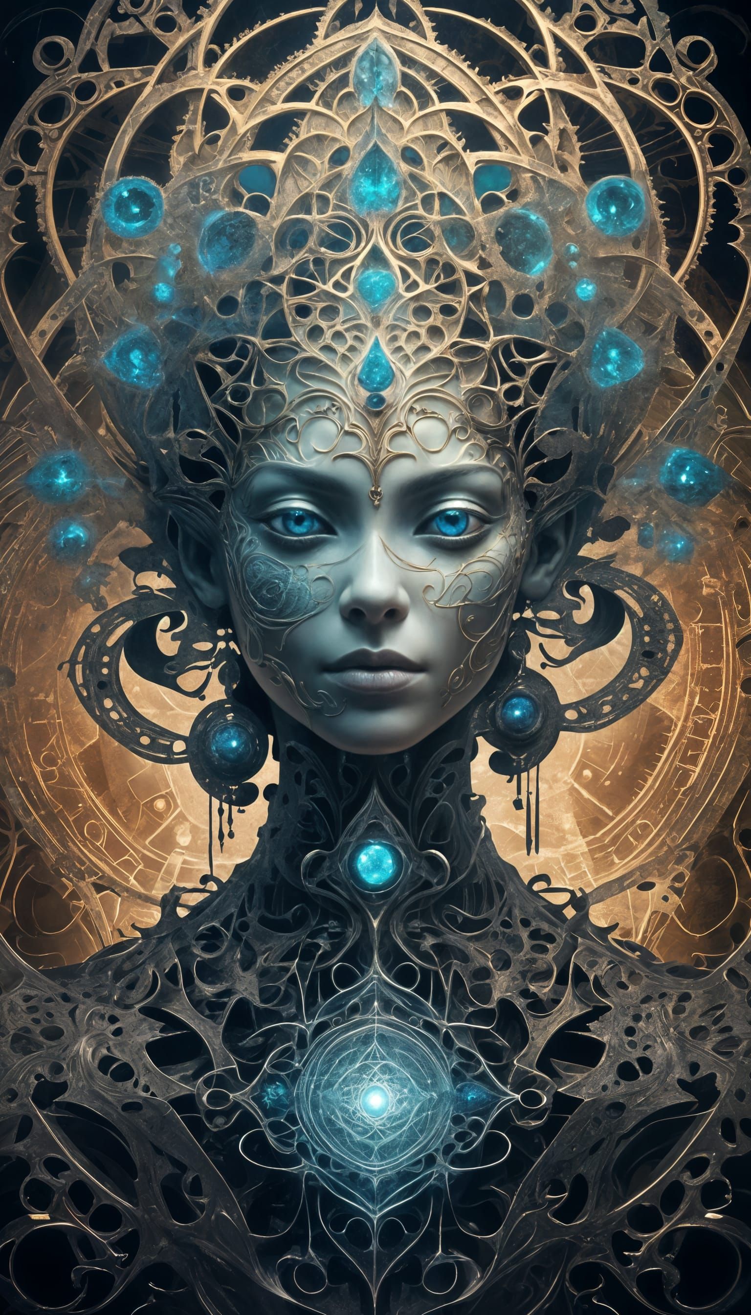 Mystical Portrait with Filigree and Fractoluminescense