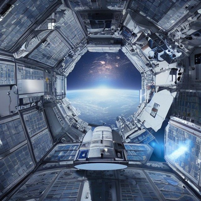 Hyper-Realistic Space Station Exterior View