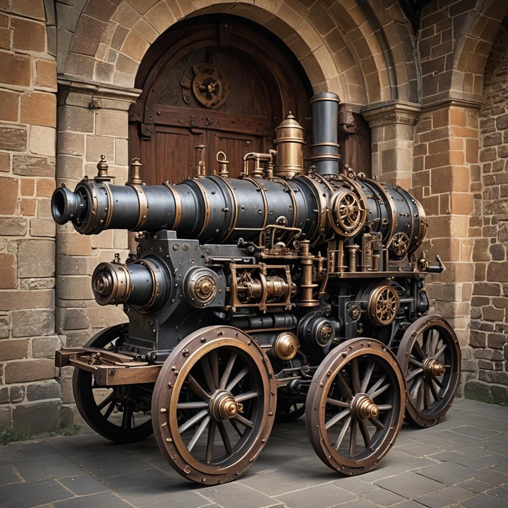 Steampunk Cannon Inside Victorian Castle