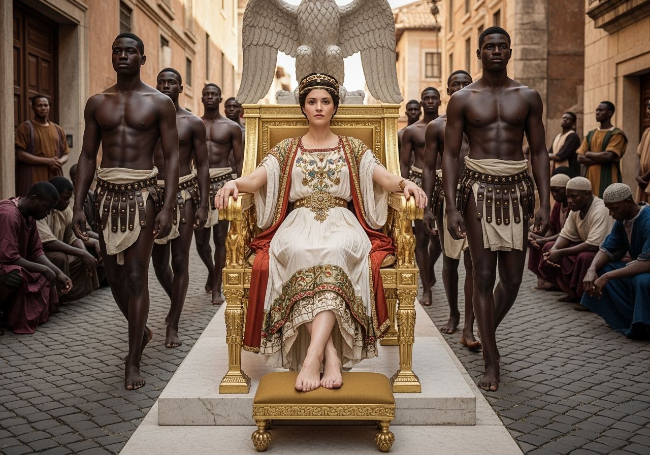Empress Messalina on Golden Throne in Ancient Rome
