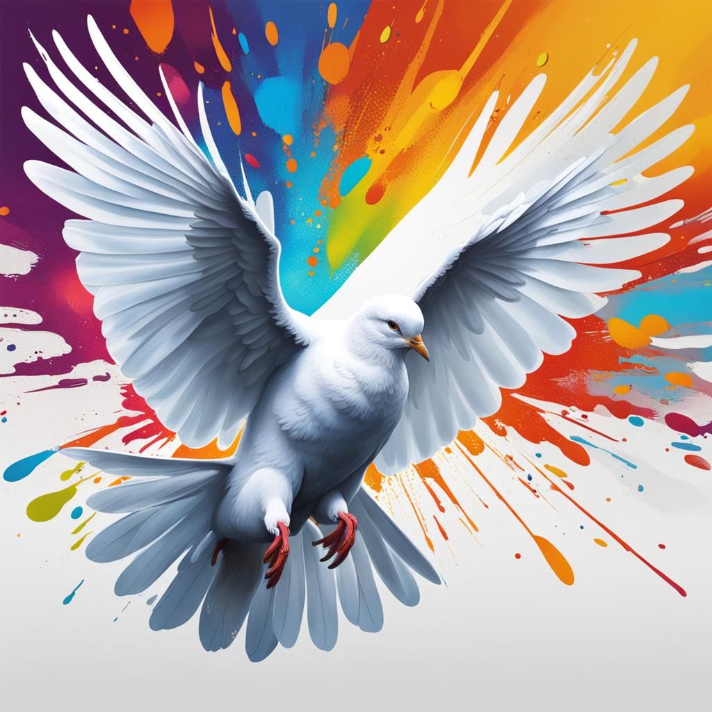 Hyperrealistic White Dove in Splash Art Style