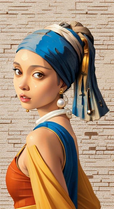 Surreal Anime Portrait of a Lady with Pearl Earring
