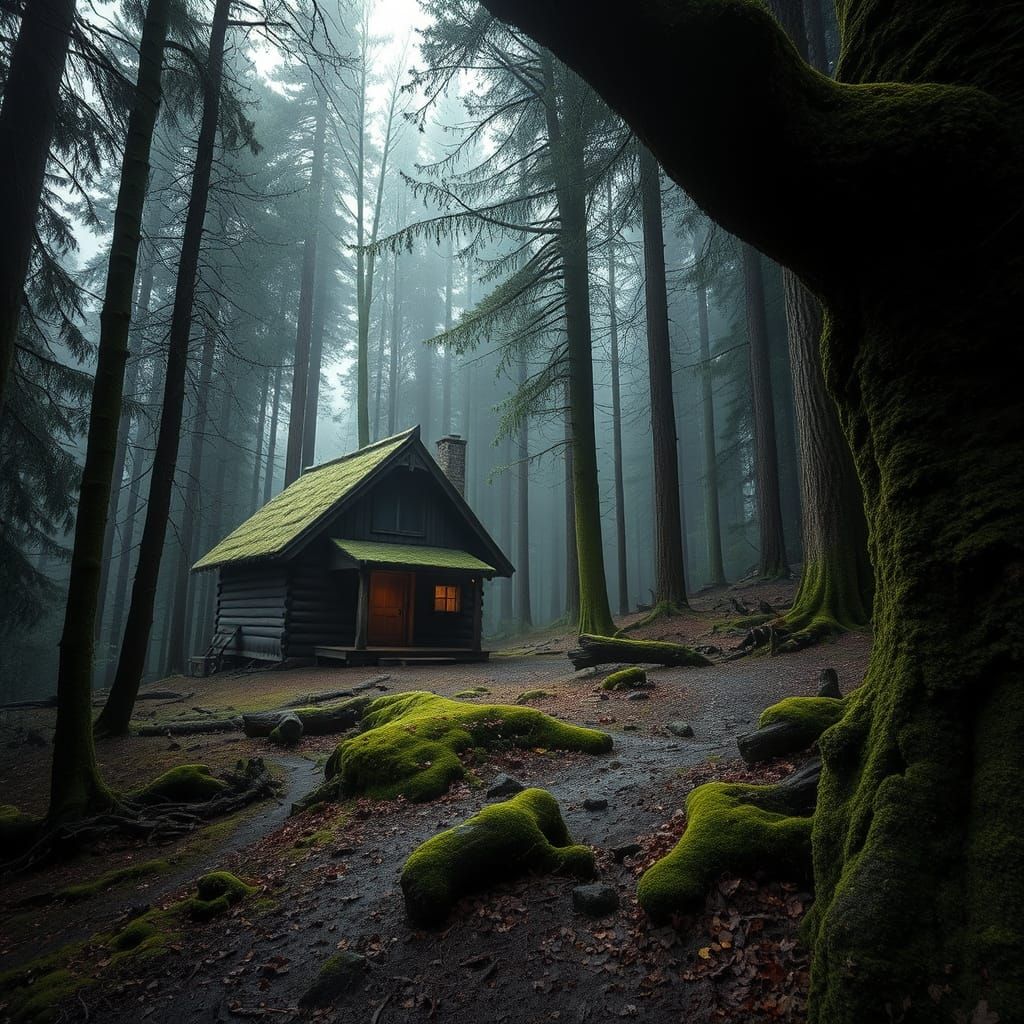 Moody Forest Cabin with Mossy Details in Cinematic HDR