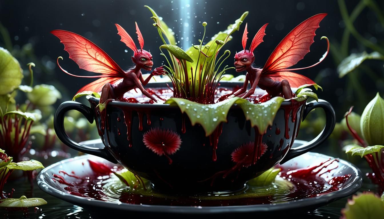 Unseelie Fairies Bathe in Bloody Teacup: 3D Cinematic