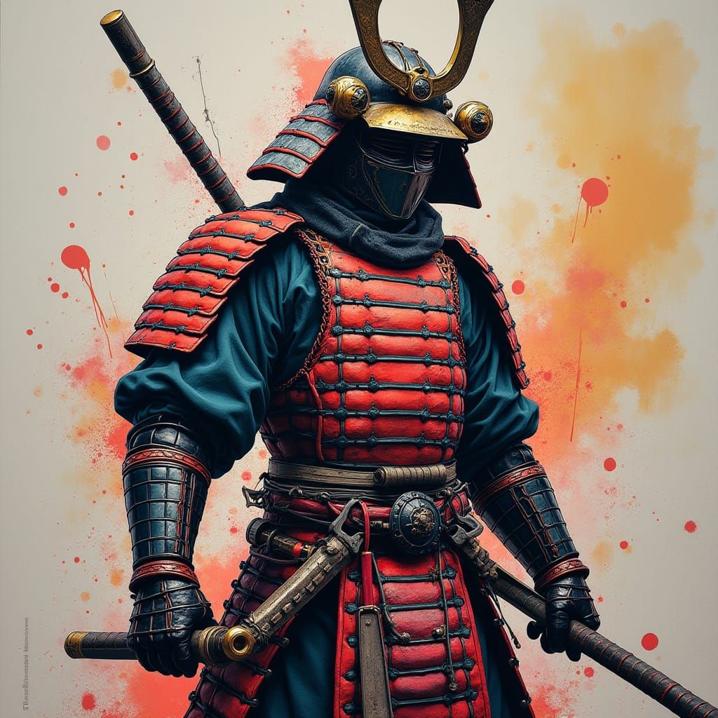 Graffiti Samurai: Vibrant Fusion of Tradition and Street Art