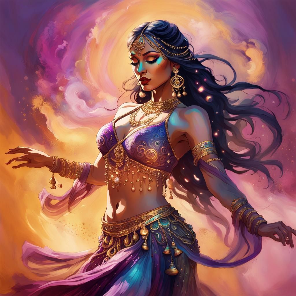 Belly Dancer in Ethereal Smoky Concept Art