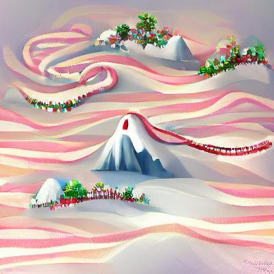 Candy Cane Path on Snowy Mountain
