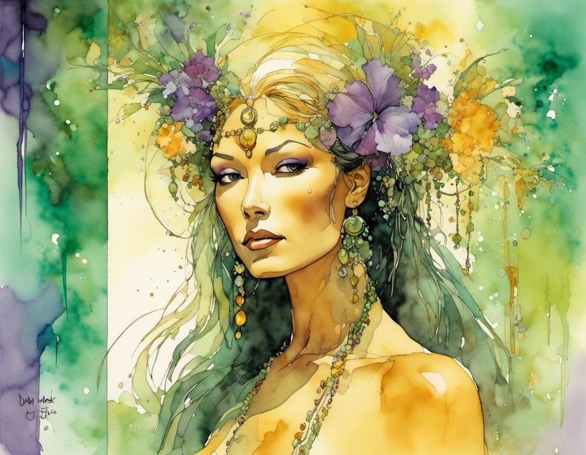 Attractive Hawaiian Matriarch Portrait in Amber Hues