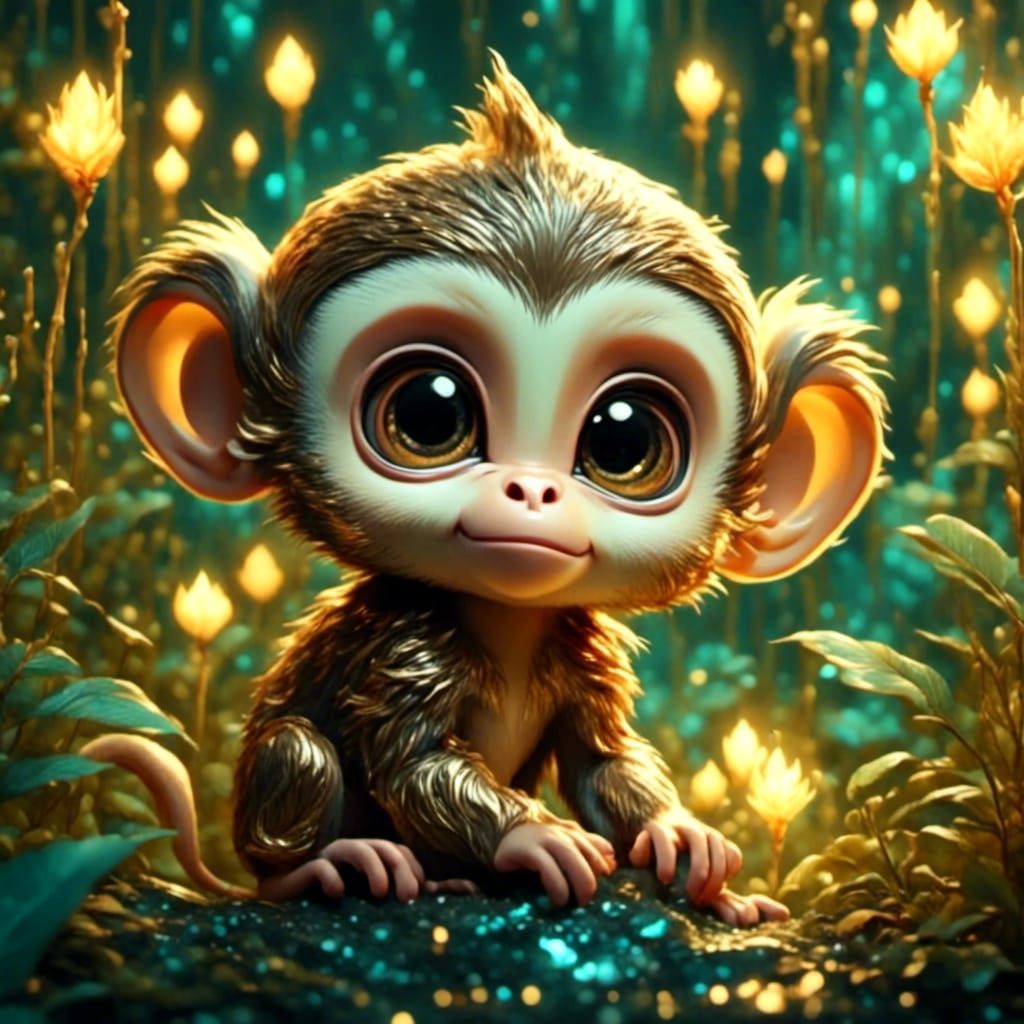 Adorable Baby Monkey with Big Eyes