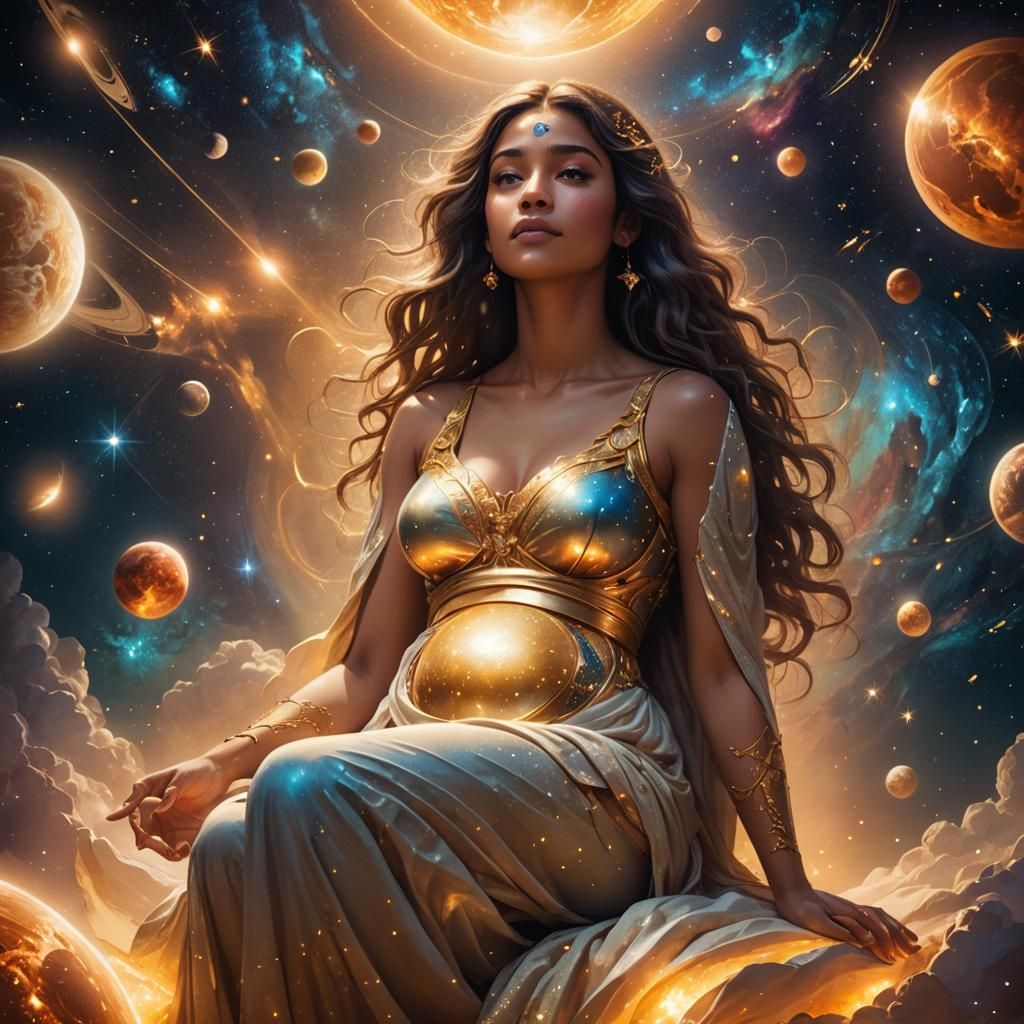 Celestial Woman: A Divine Concept Art Piece