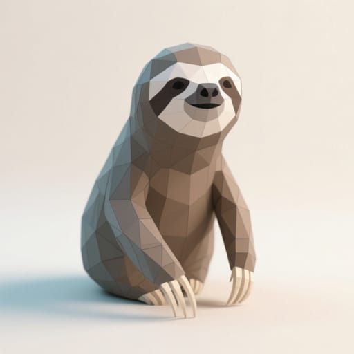 Low Poly Sloth Wireframe Model