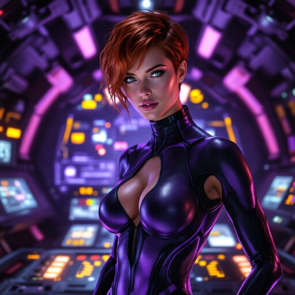 Ginger Goddess in Futuristic Spaceship