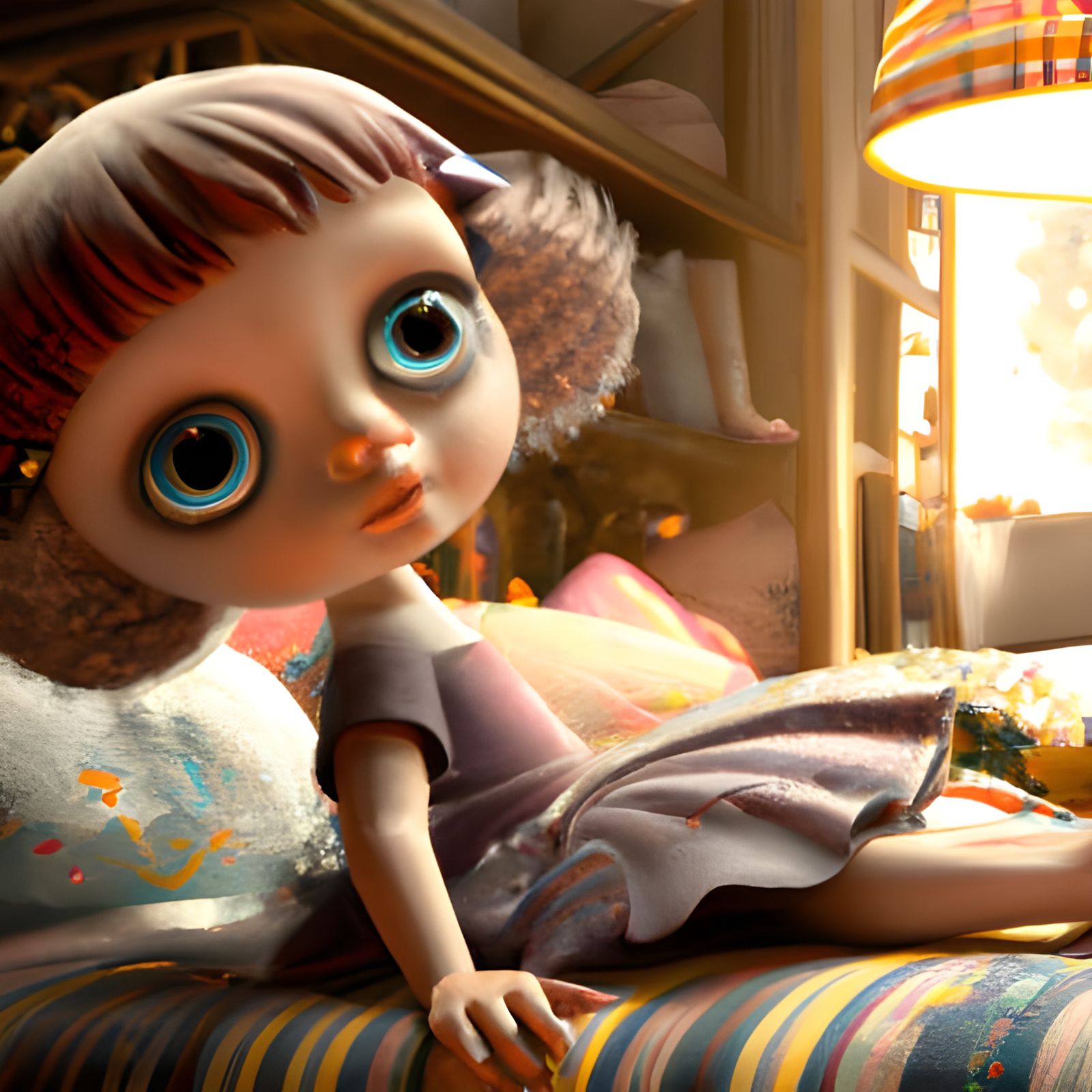 Adorable Doll Portrait in 3D Concept Art