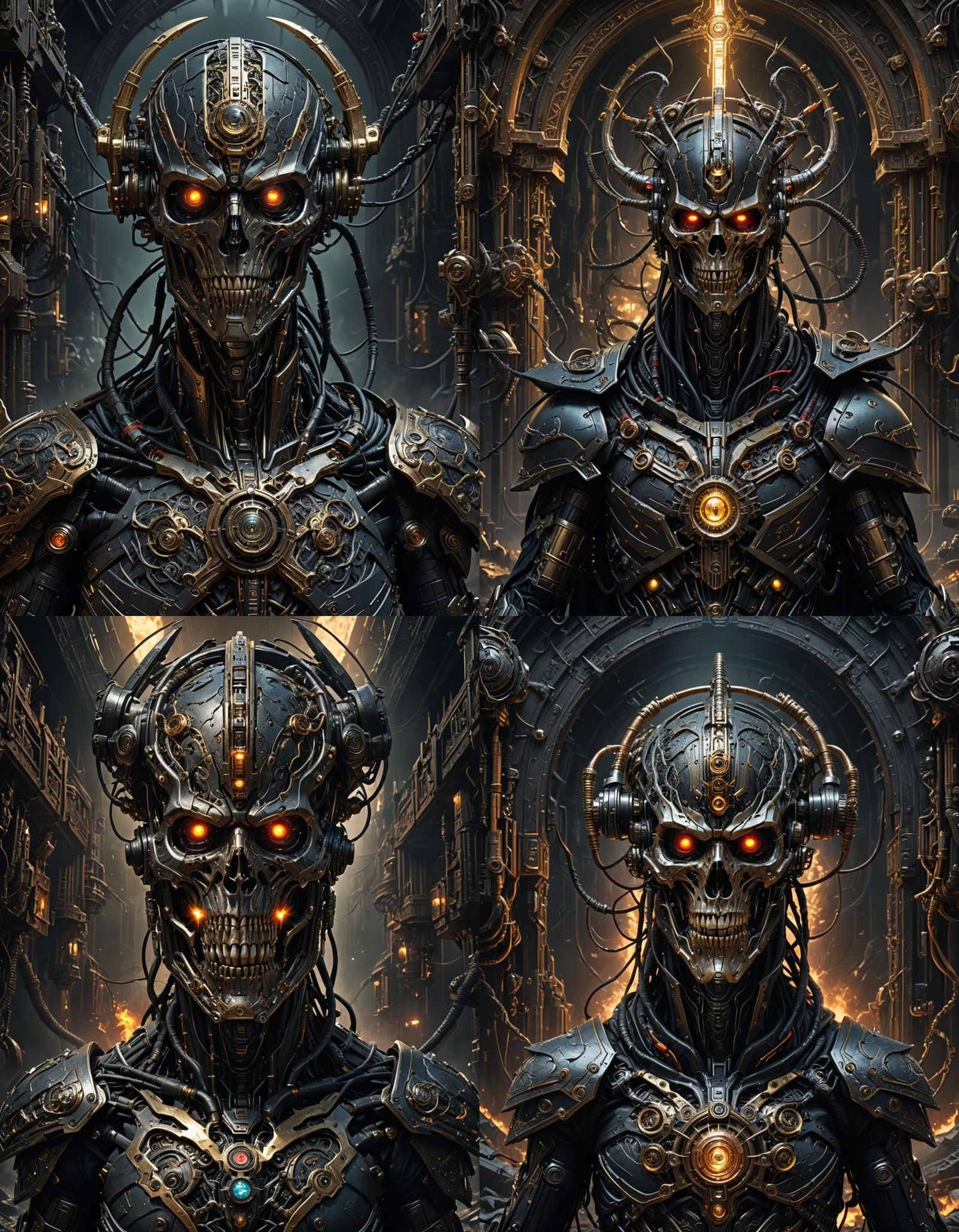 Electric Cyborg Portrait in Dark Fantasy Style