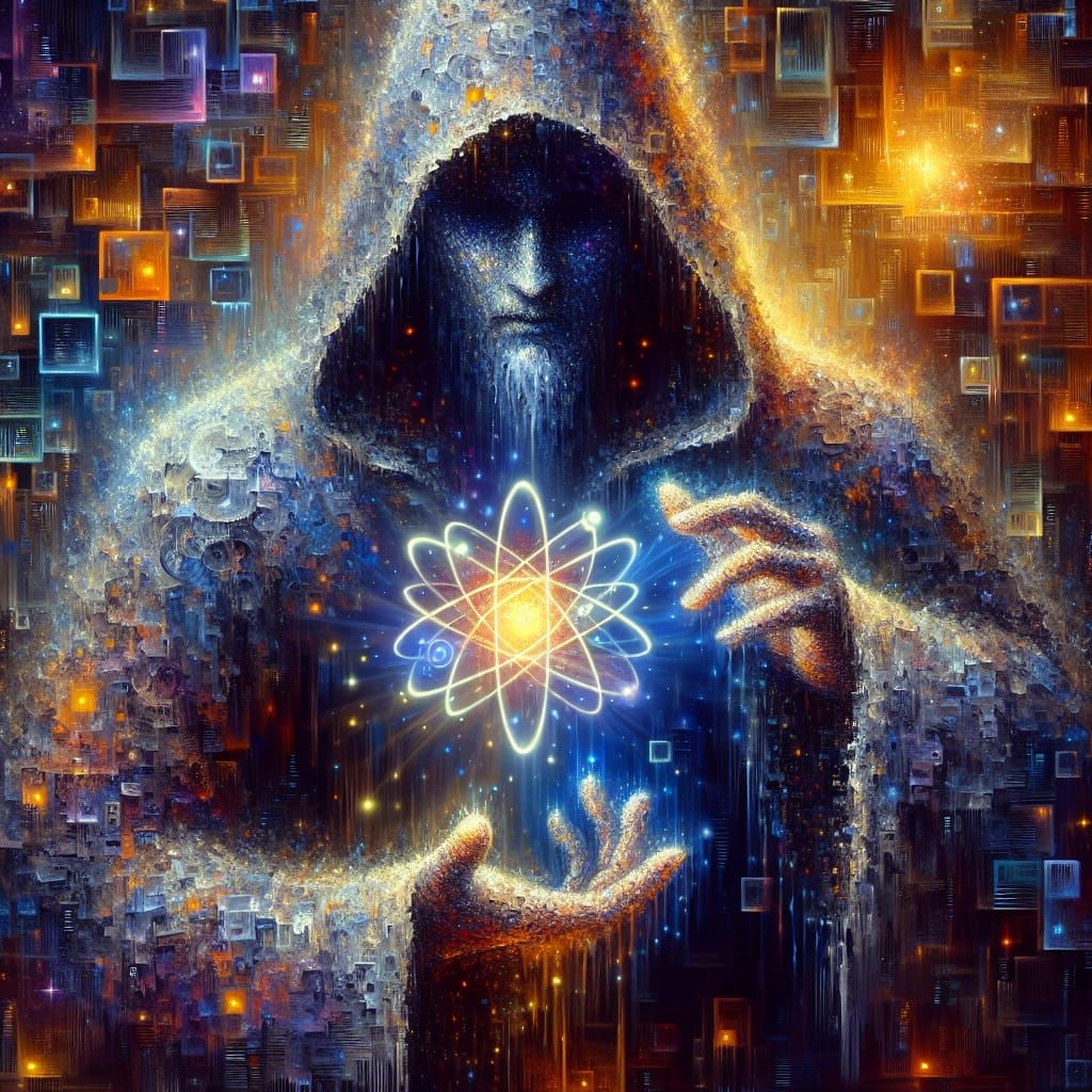 Cyber Wizard Radiating Electric Energy in Neo-Impressionism ...