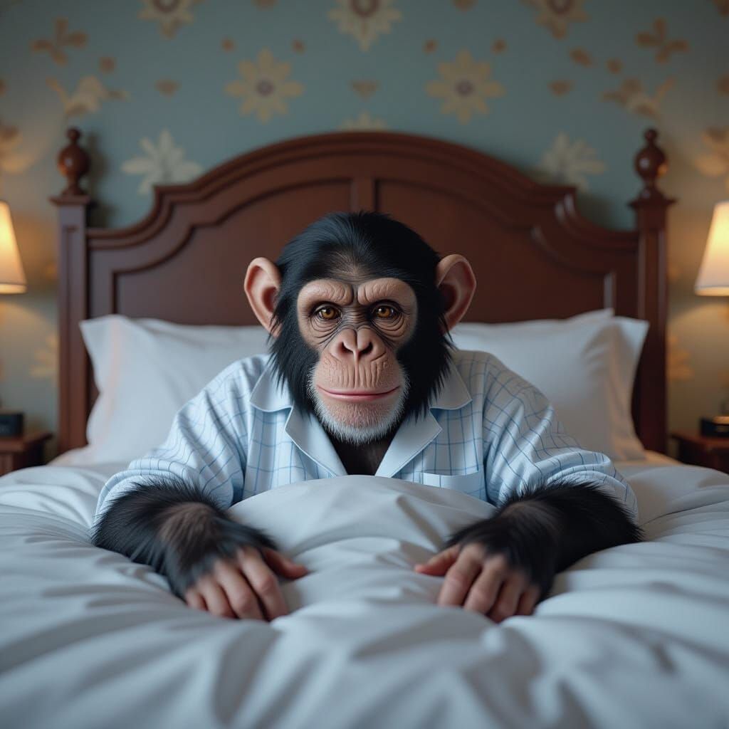 Chimp Wakes Up in King-Size Bed, Detailed Concept Art