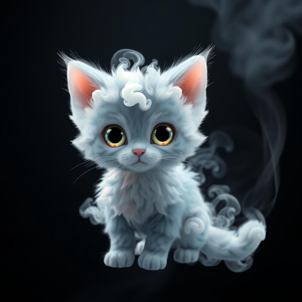 Cute kitten made of Smoke