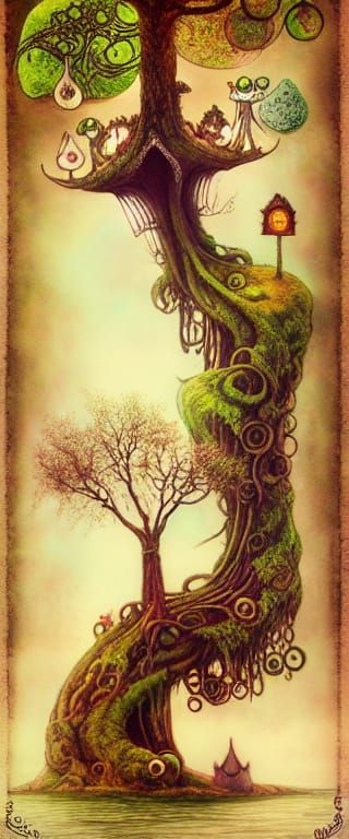 Yggdrasil: Whimsical Tree of Life Illustration