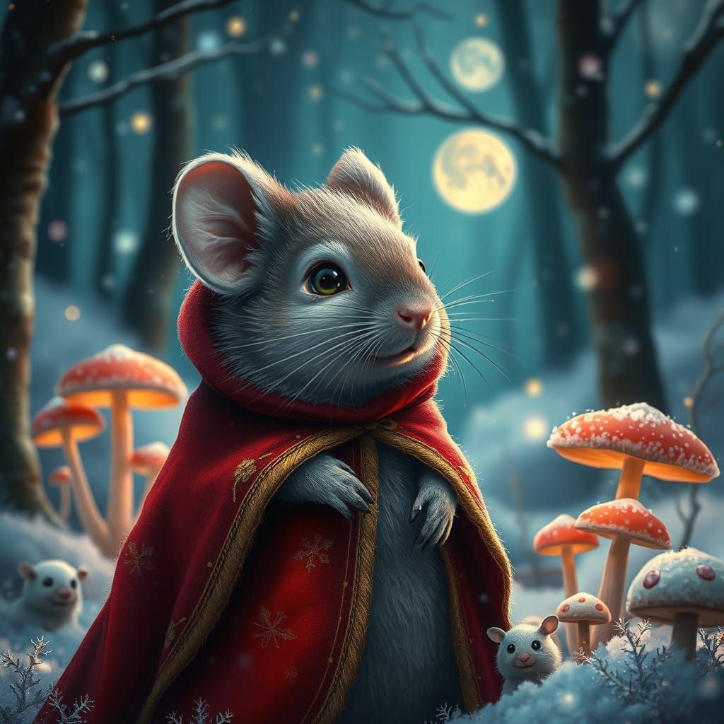 Enchanted Christmas Mouse in Whimsical Winter Wonderland