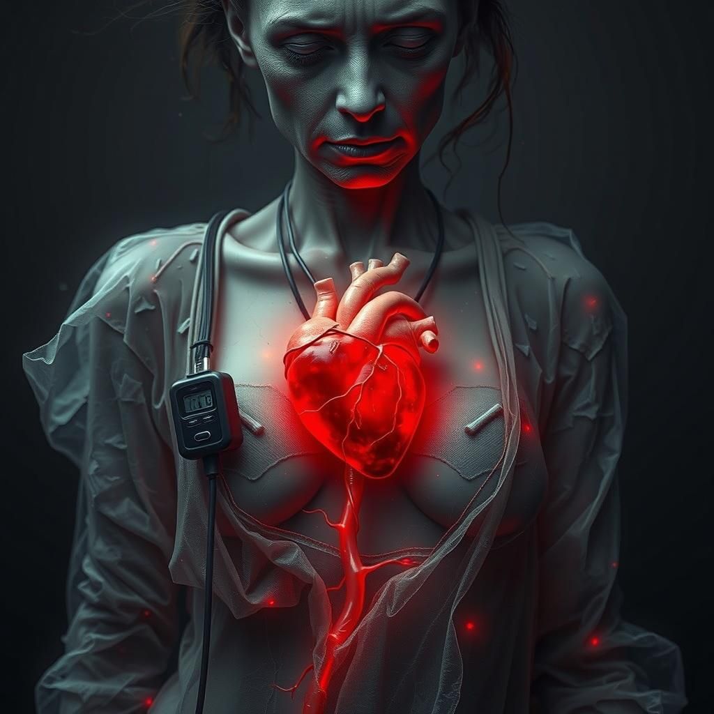 Poignant Digital Art: Woman's Heart Struggle
