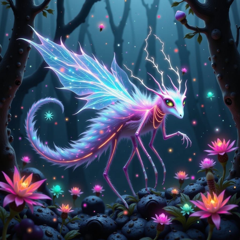 Ethereal Gryphon Insect Radiating Luminescent Energy