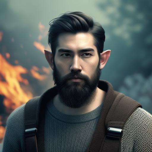 Attractive Elf Man Portrait in Hyperrealistic Style