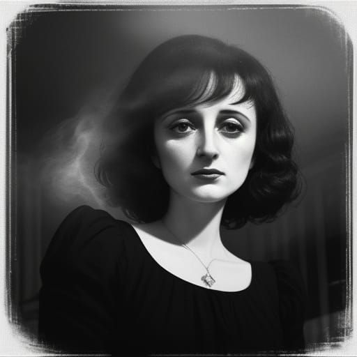 Young Edith Piaf in a Parisian Cafe