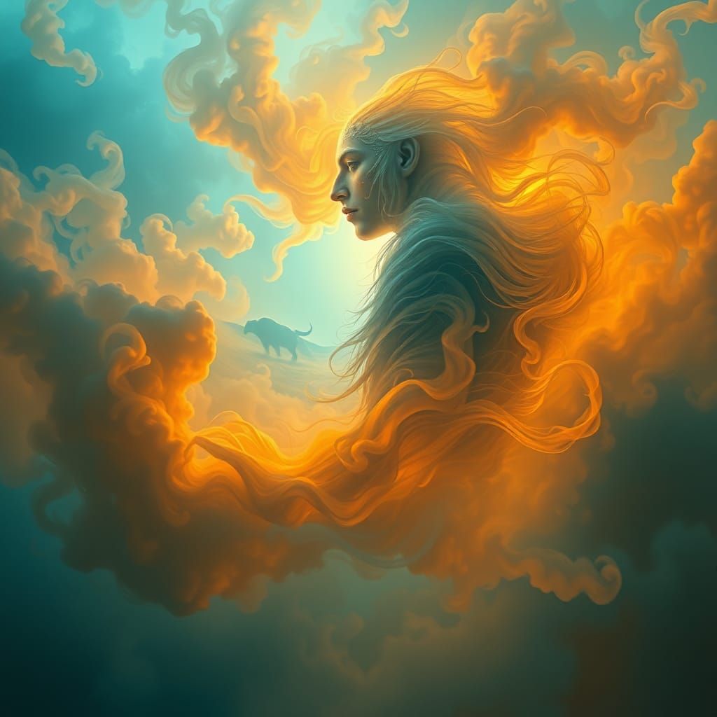 Celestial Shaman in Dreamlike Landscape