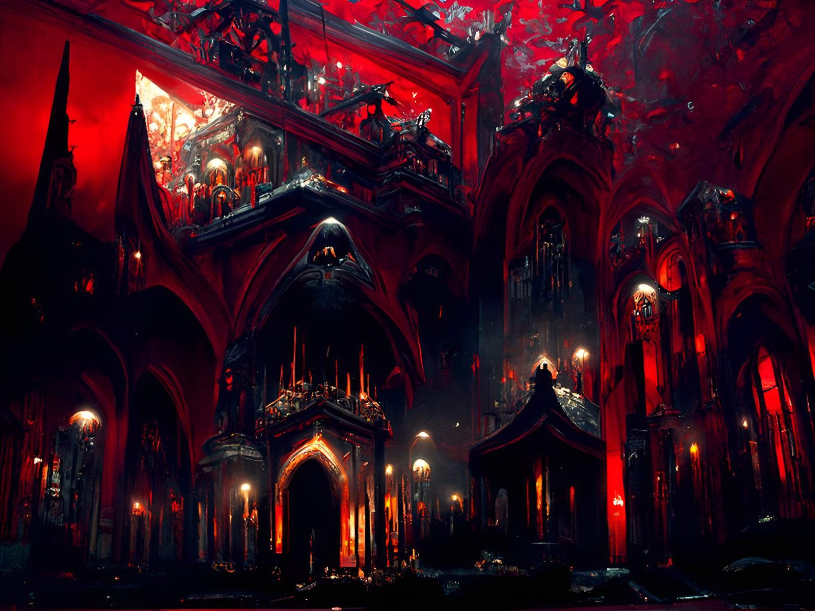 Evil Cathedral at Night: Hyperrealistic Dark Fantasy