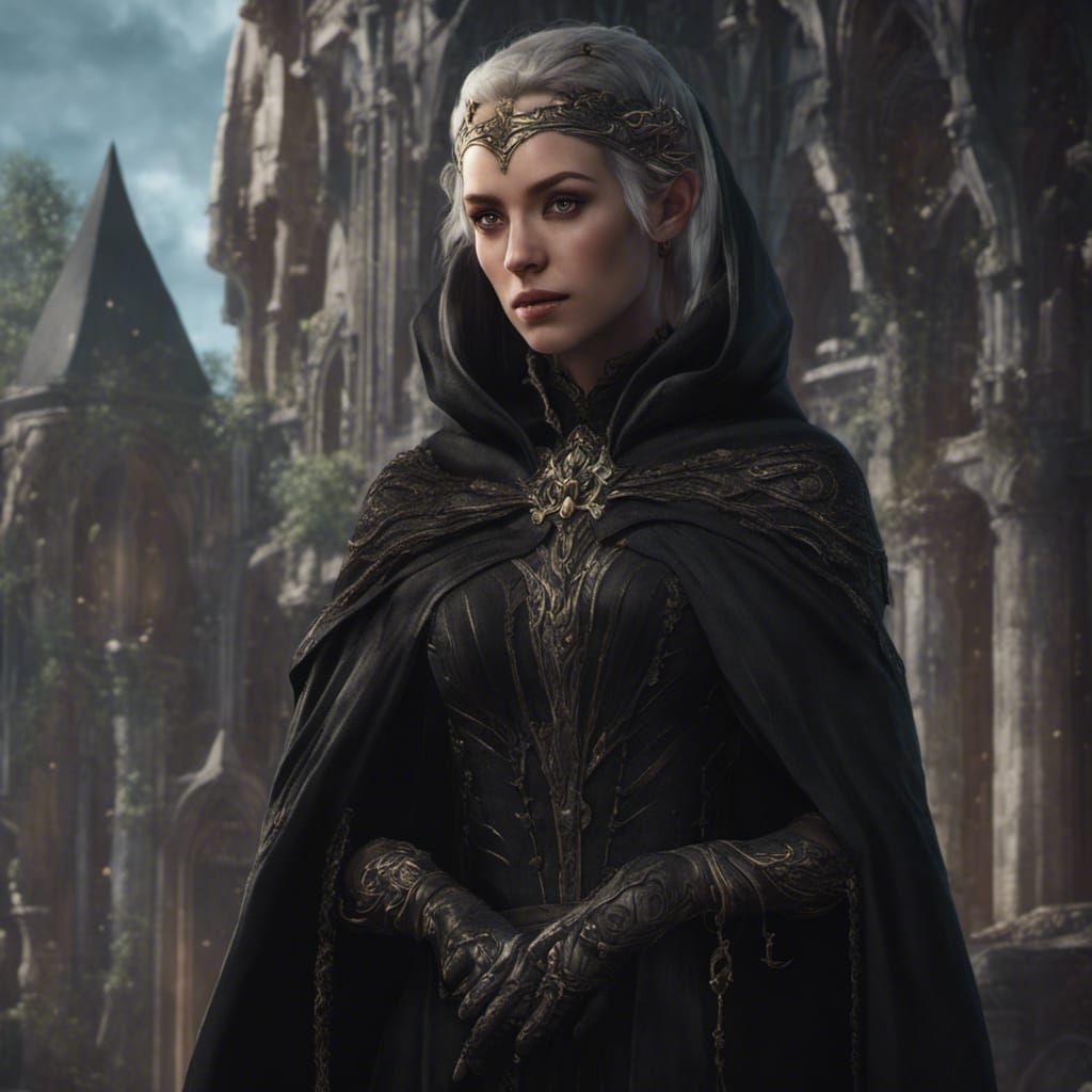 Elven Woman Portrait in Detailed Fantasy Art Style