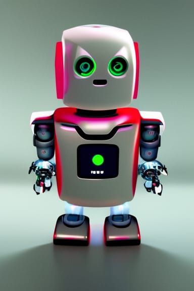 Menacing Red Robot Displaying Anger