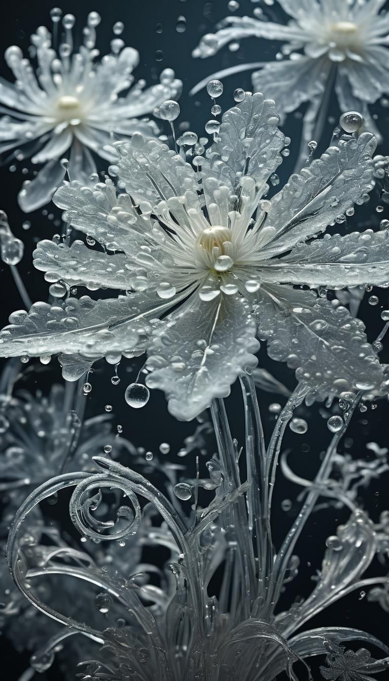 Glowing Crystalline Flowers with Bioluminescent Light