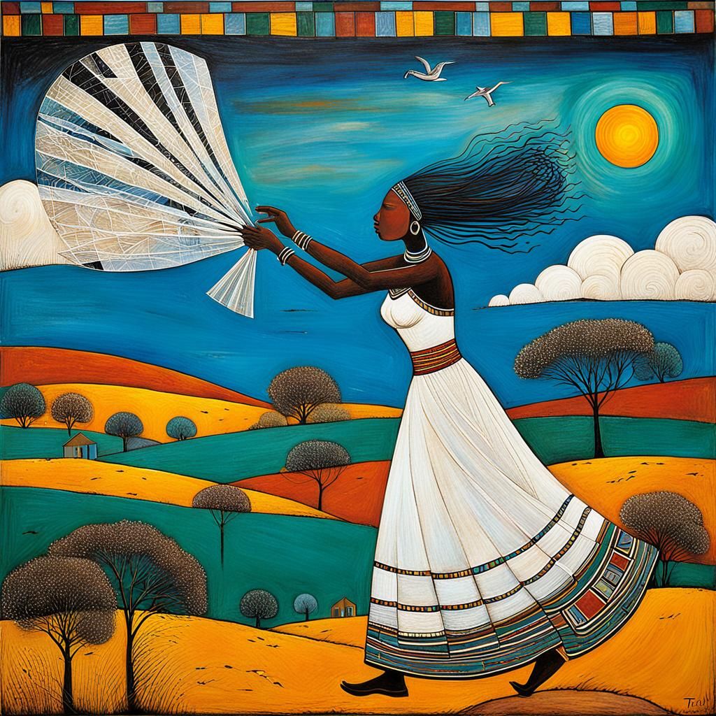 Ndebele Mural Painting of the Wind Bride