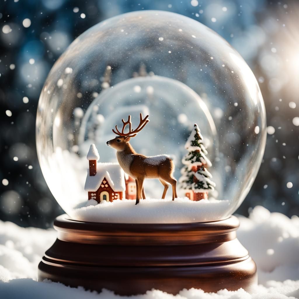 Enchanted Snow Globe: Reindeer Over Santa's Workshop