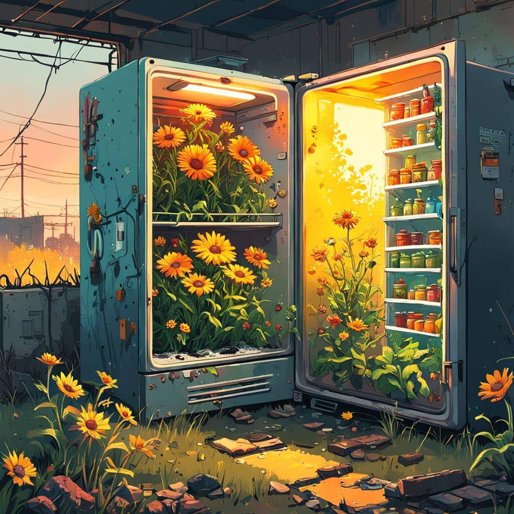 Post-Apocalyptic Garden in Refrigerator Concept Art