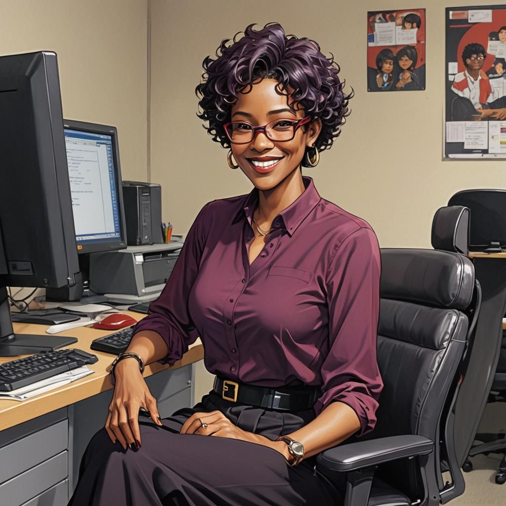 Anime-Style Portrait of Woman with Red Glasses