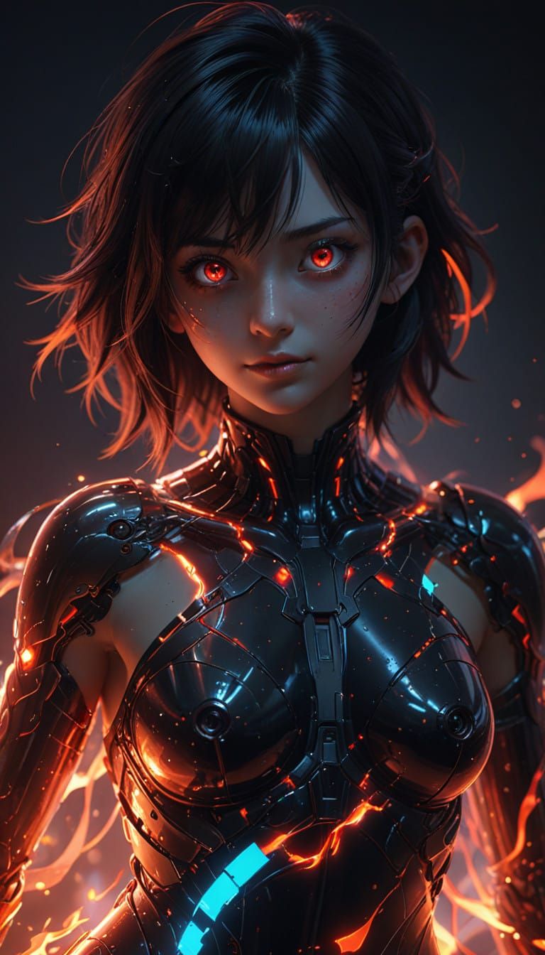 Ethereal Anime Avatar in Neon Aura