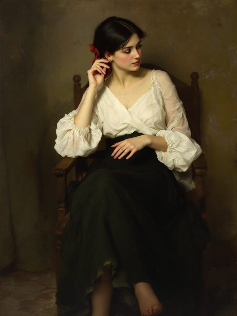 Soft Realism Portraiture of Contemplative Woman