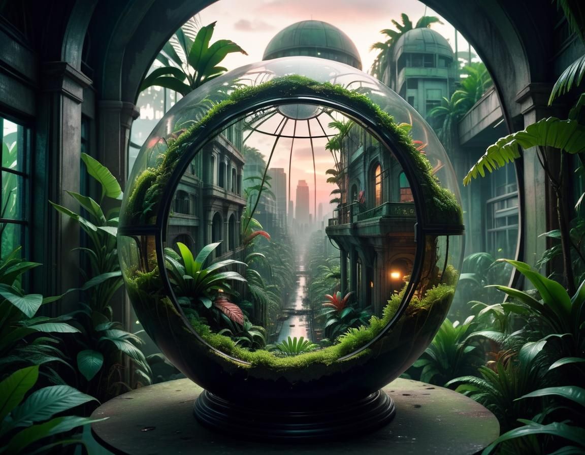 Tropical Terrarium Contrasts Dystopian Cityscape