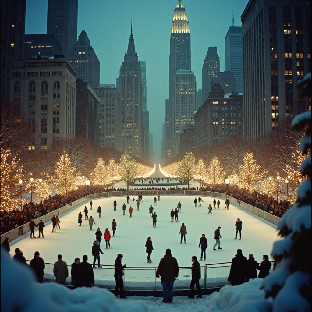 Winter Cityscape: Skating at Wollman Rink in NYC