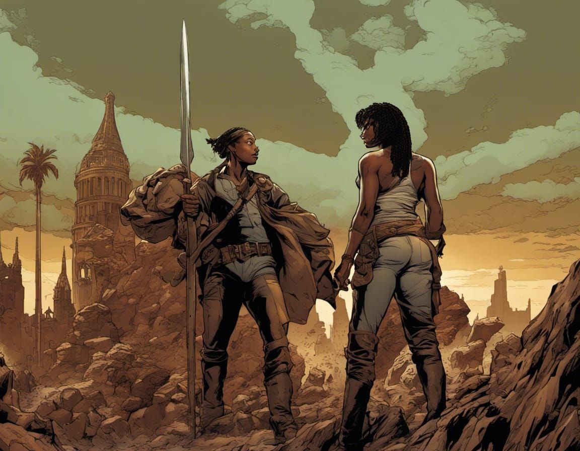 Archeological Adventuress in Comic Book Art Style