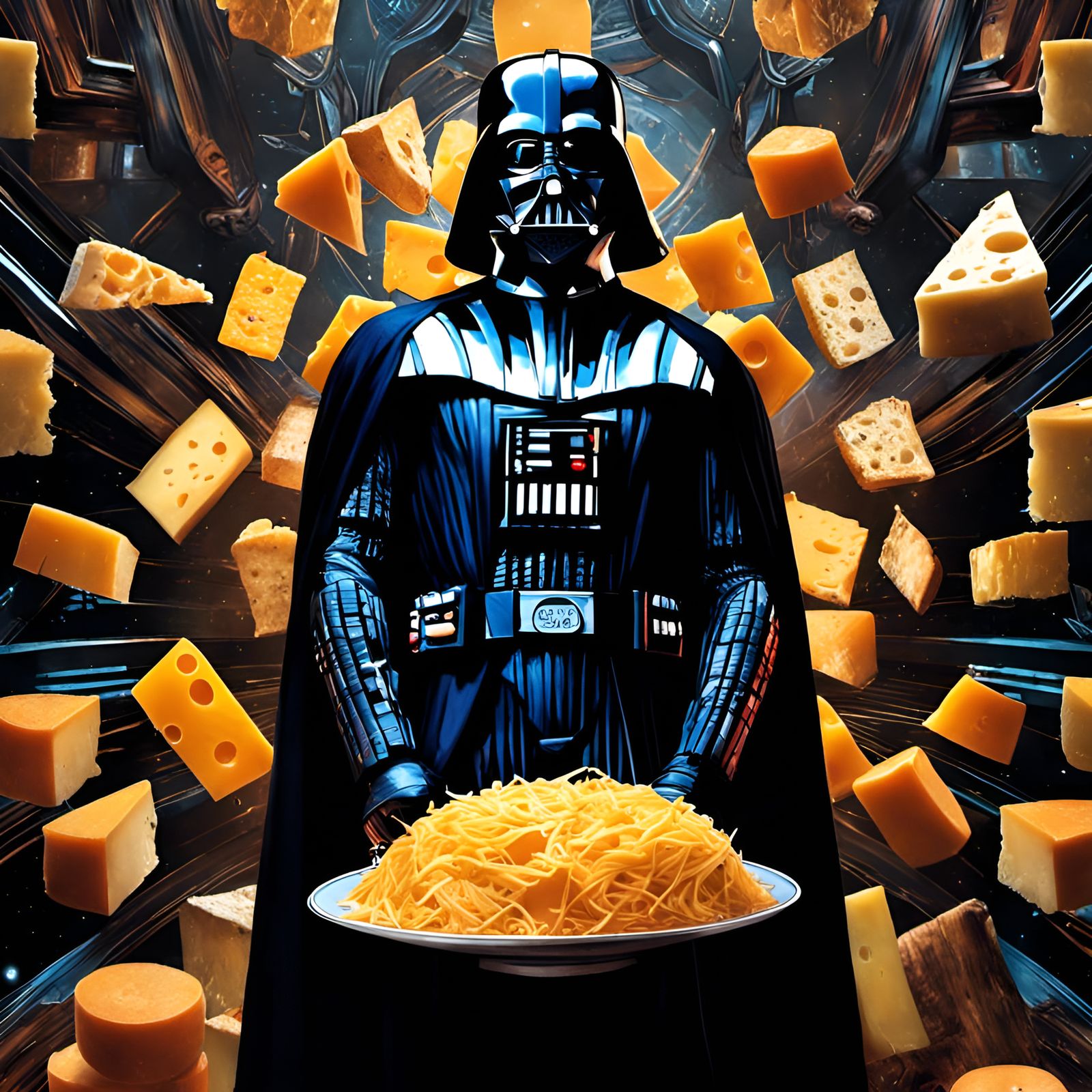 Darth Vader Portrait Surrounded by Cheddar Cheese