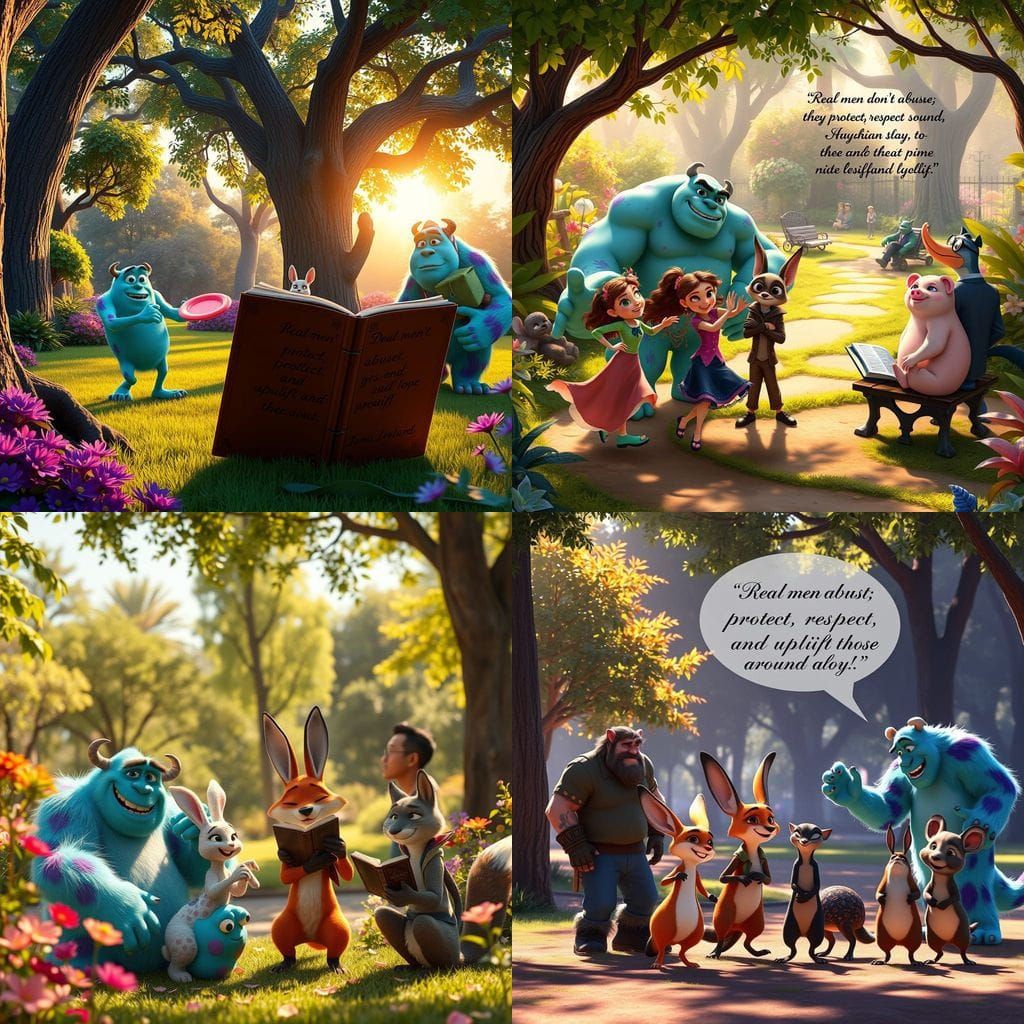 Charming Monstrous Friends in a Whimsical Park Scene