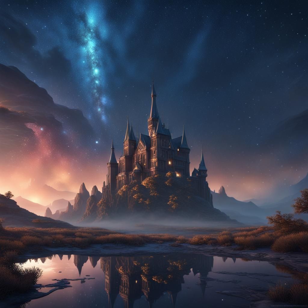 Fantastical Starry Sky in Detailed Matte Painting