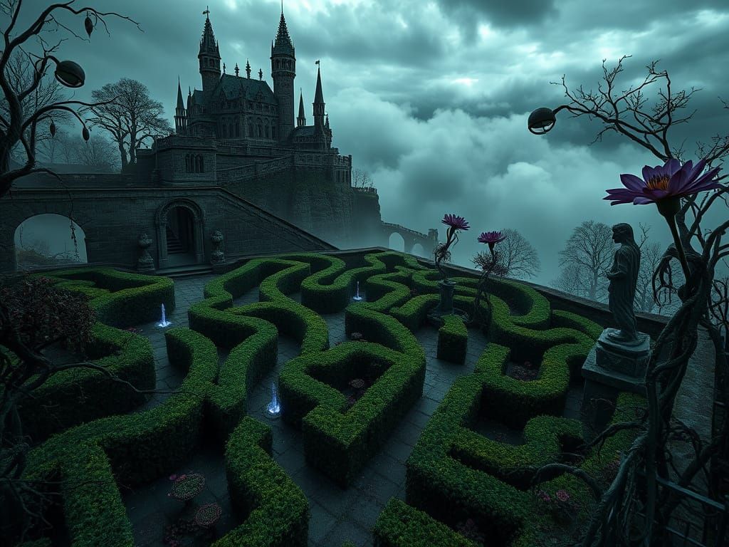 Cursed Hedge Maze in Haunted Garden