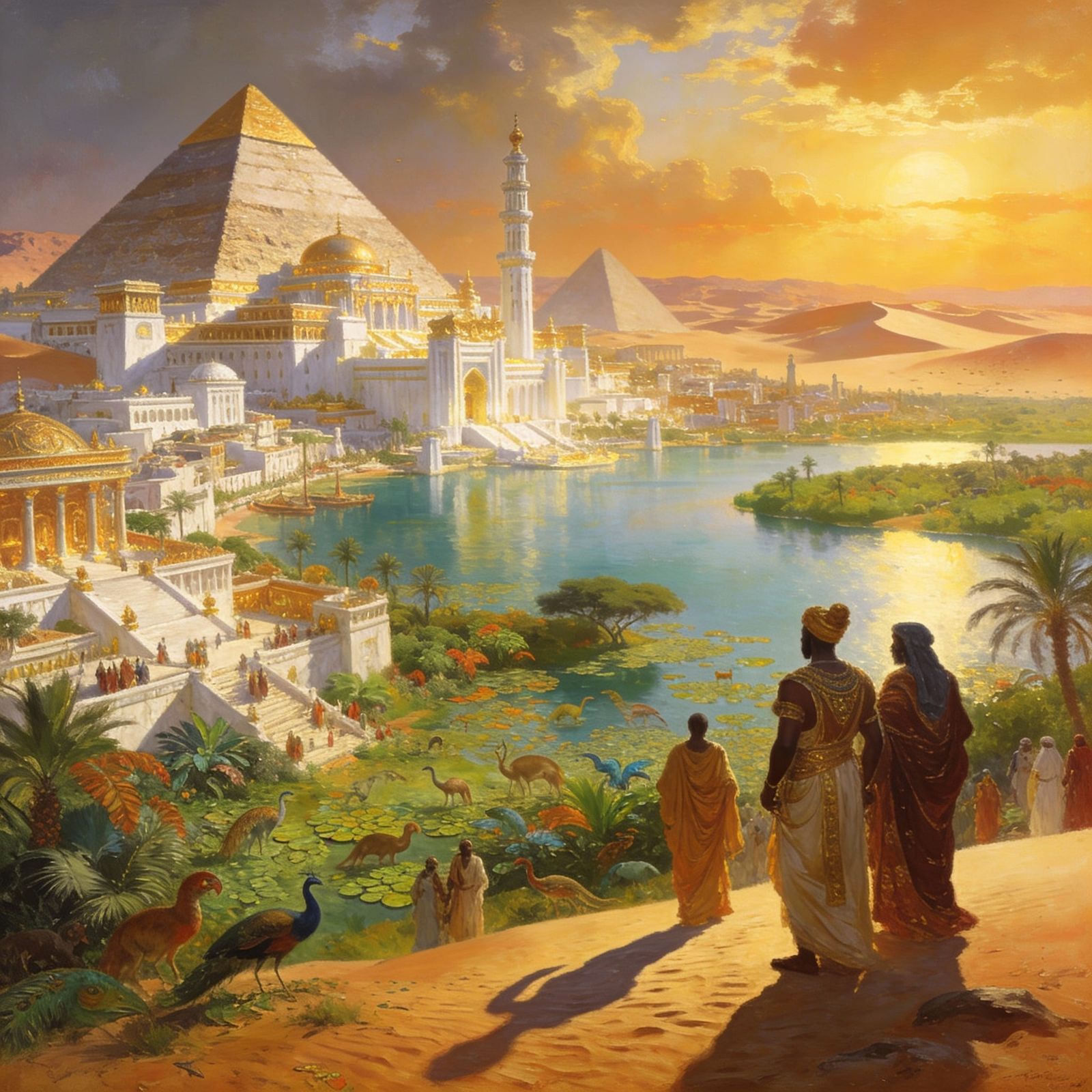 Opulent Ancient City in Lush Sahara Desert