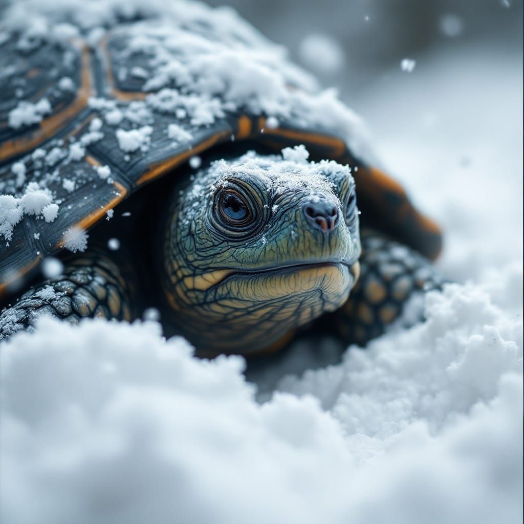Tortoise in a Whimsical Winter Wonderland