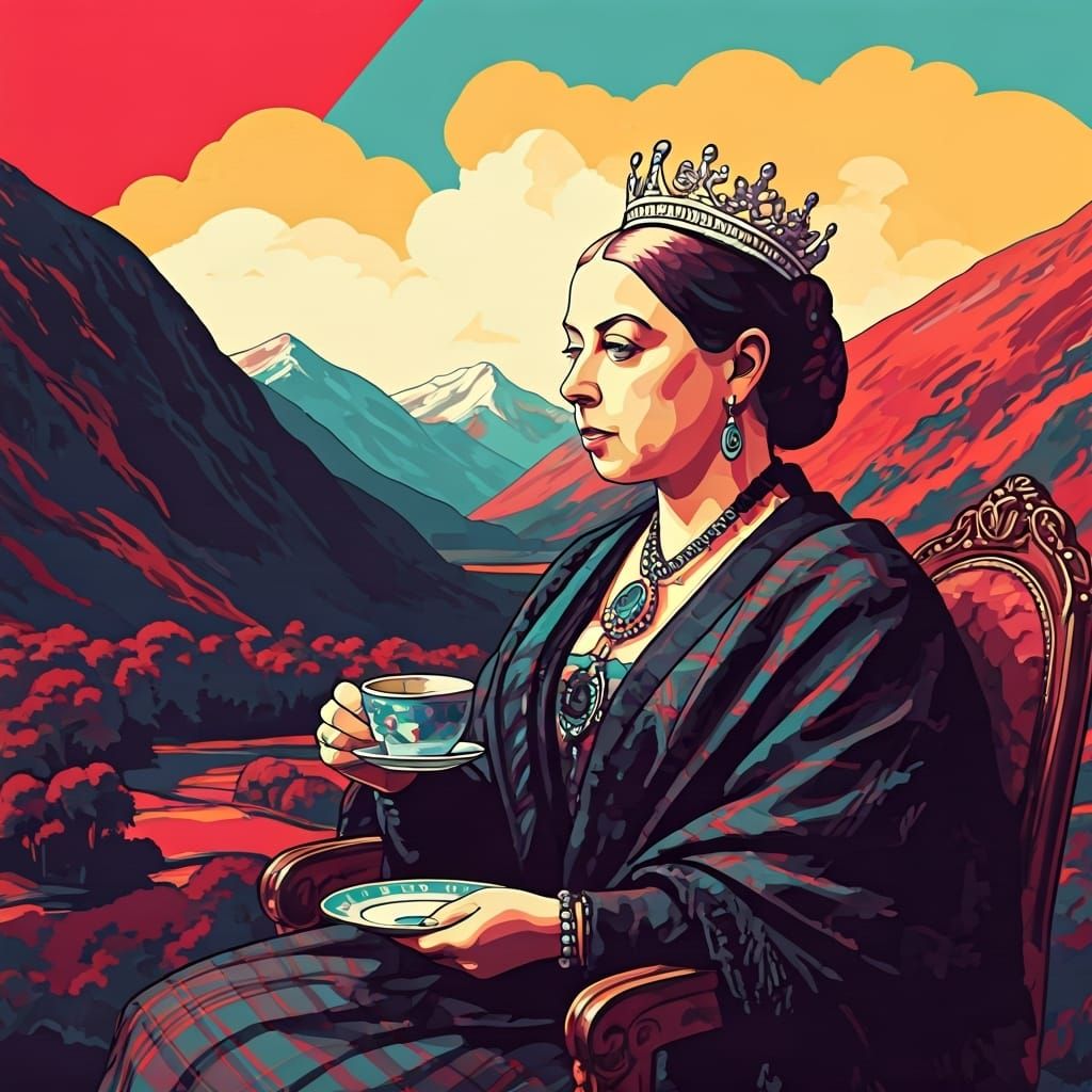 Pop Art Painting, Andy Warhol, Queen Victoria, tea, Scottish Highlands.