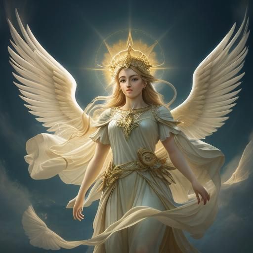 Majestic Angel Cherub with Glowing Aura: Digital Art