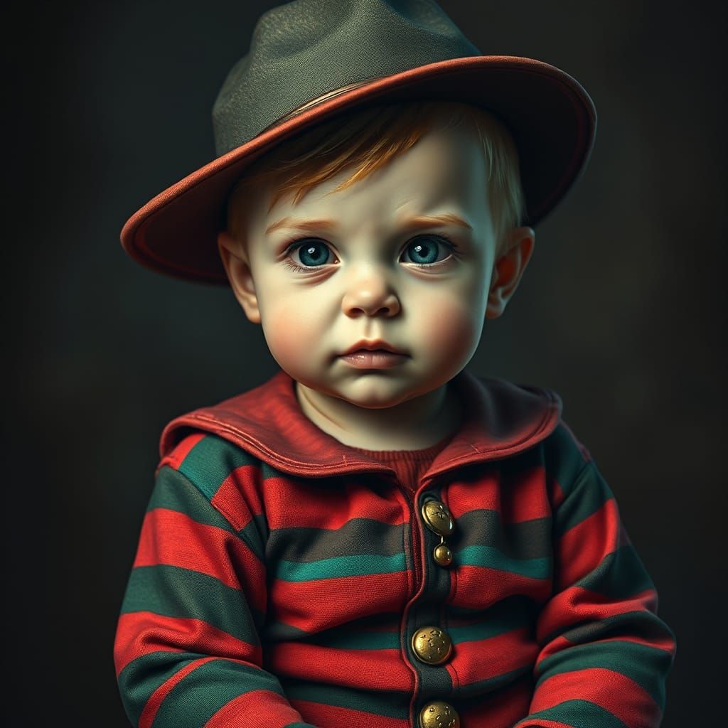 Hyperrealistic Baby Freddy Krueger Portrait